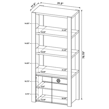 Laurelton Light Oak 3-Shelf Media Tower Tall Pier Cabinet by Coaster at Eve Furniture