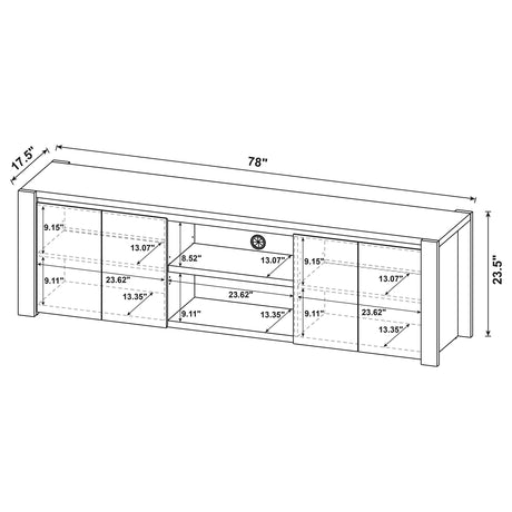 Laurelton Light Oak 78-inch 4-door TV Stand Media Console by Coaster at Eve Furniture