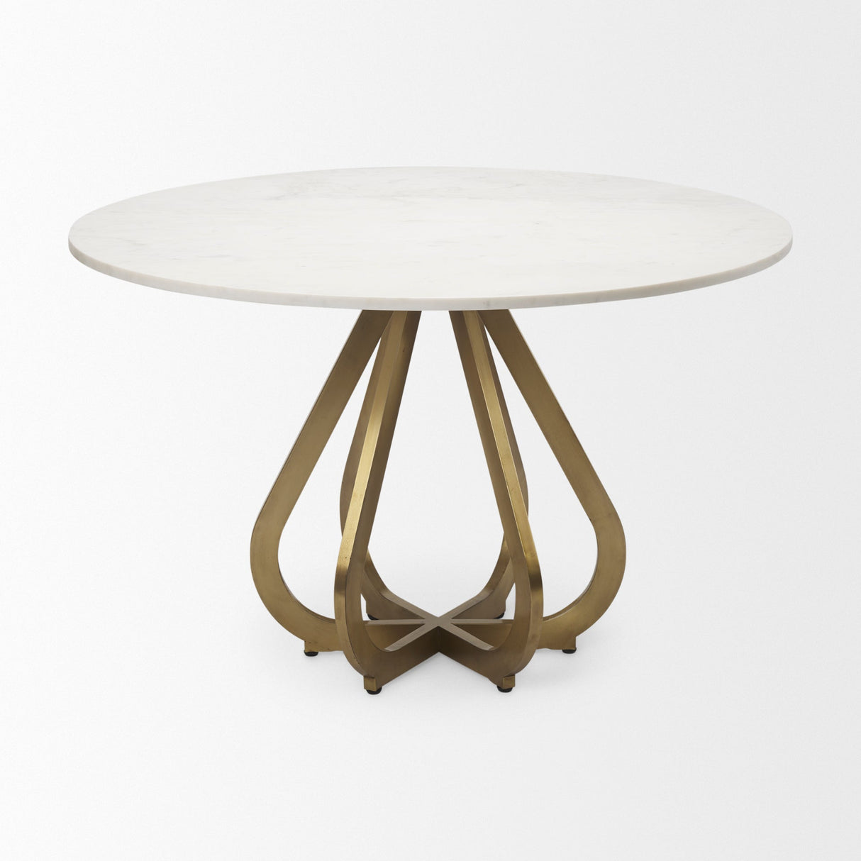 Laurent Marble Top Gold Metal Base Dining Table by Mercana at Eve Furniture