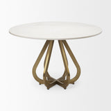 Laurent Marble Top Gold Metal Base Dining Table by Mercana at Eve Furniture