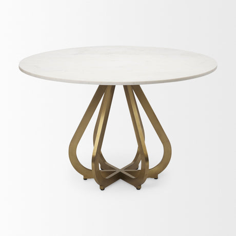 Laurent Marble Top Gold Metal Base Dining Table by Mercana at Eve Furniture