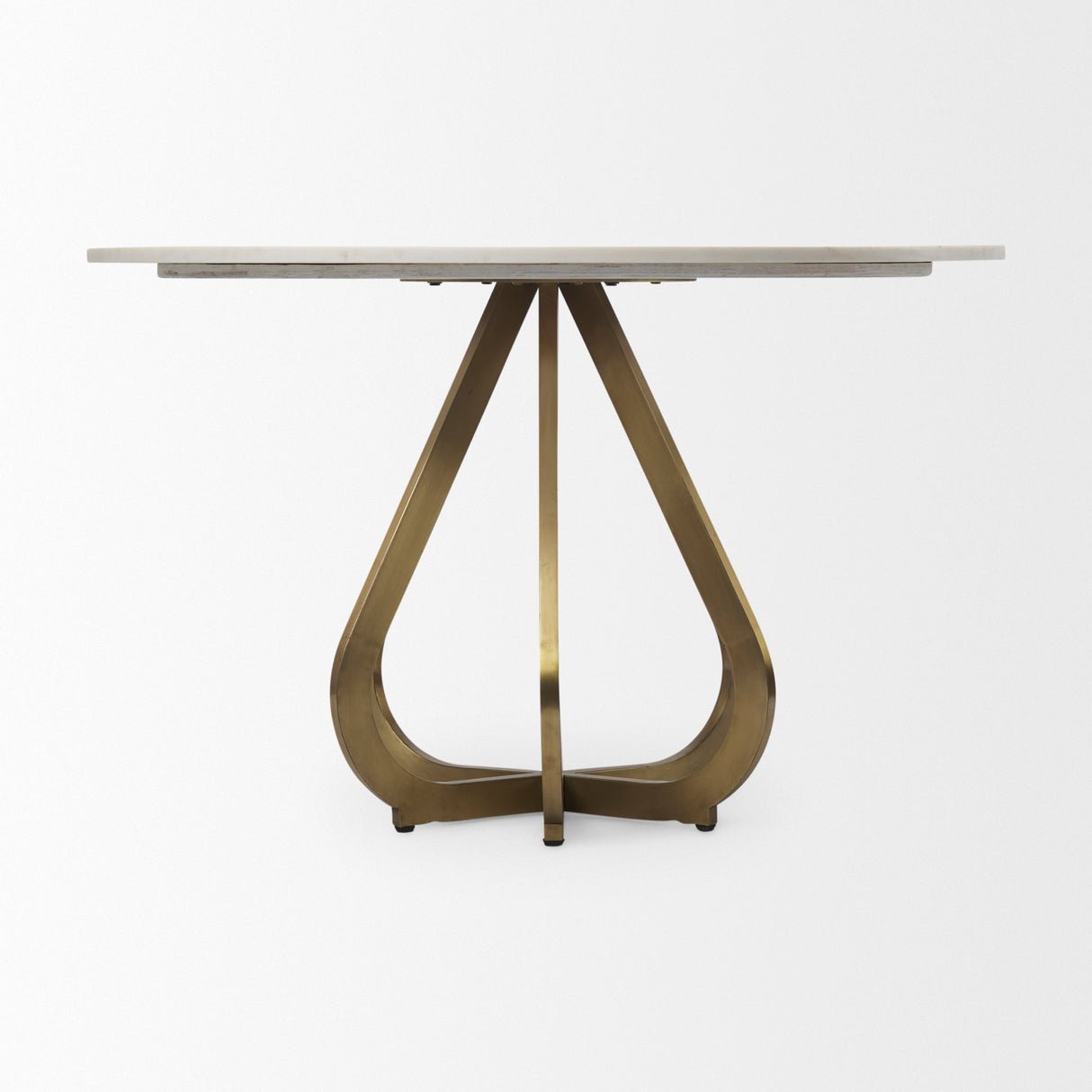 Laurent Marble Top Gold Metal Base Dining Table by Mercana at Eve Furniture