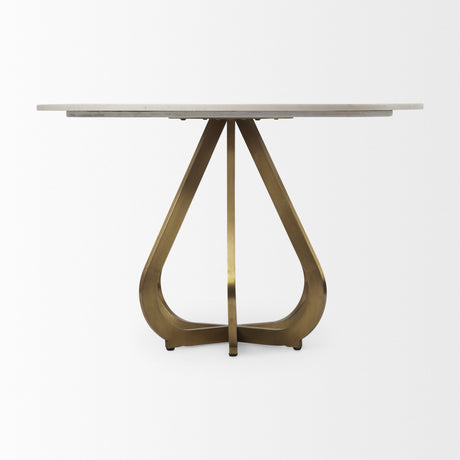 Laurent Marble Top Gold Metal Base Dining Table by Mercana at Eve Furniture