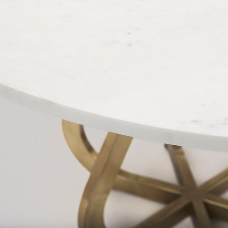 Laurent Marble Top Gold Metal Base Dining Table by Mercana at Eve Furniture