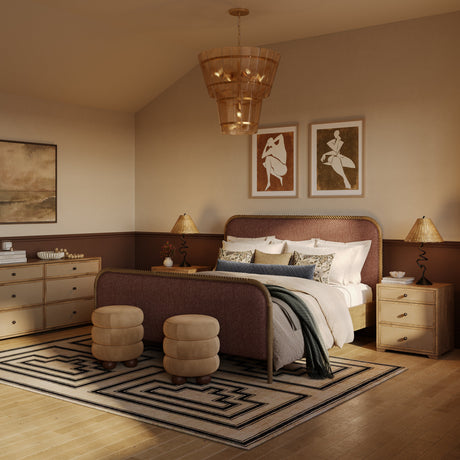 Laurentis 23.5" Light Taupe Suede and Wood 3-Drawer Nightstand by TOV Furniture at Eve Furniture