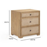 Laurentis 23.5" Light Taupe Suede and Wood 3-Drawer Nightstand by TOV Furniture at Eve Furniture