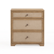 Laurentis 23.5" Light Taupe Suede and Wood 3-Drawer Nightstand by TOV Furniture at Eve Furniture