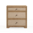 Laurentis 23.5" Light Taupe Suede and Wood 3-Drawer Nightstand by TOV Furniture at Eve Furniture