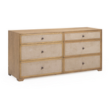 Laurentis 64" Light Taupe Suede and Wood 6-Drawer Dresser by TOV Furniture at Eve Furniture