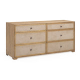 Laurentis 64" Light Taupe Suede and Wood 6-Drawer Dresser by TOV Furniture at Eve Furniture