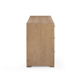 Laurentis 64" Light Taupe Suede and Wood 6-Drawer Dresser by TOV Furniture at Eve Furniture