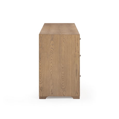 Laurentis 64" Light Taupe Suede and Wood 6-Drawer Dresser by TOV Furniture at Eve Furniture