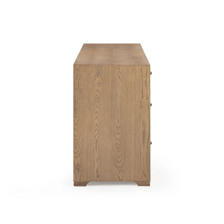 Laurentis 64" Light Taupe Suede and Wood 6-Drawer Dresser by TOV Furniture at Eve Furniture