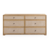 Laurentis 64" Light Taupe Suede and Wood 6-Drawer Dresser by TOV Furniture at Eve Furniture