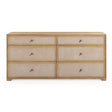 Laurentis 64" Light Taupe Suede and Wood 6-Drawer Dresser by TOV Furniture at Eve Furniture