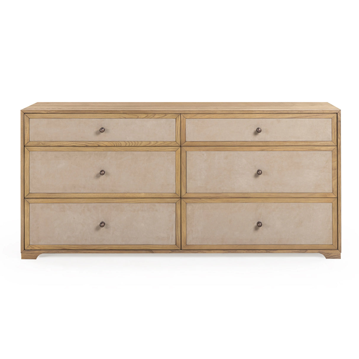 Laurentis 64" Light Taupe Suede and Wood 6-Drawer Dresser by TOV Furniture at Eve Furniture