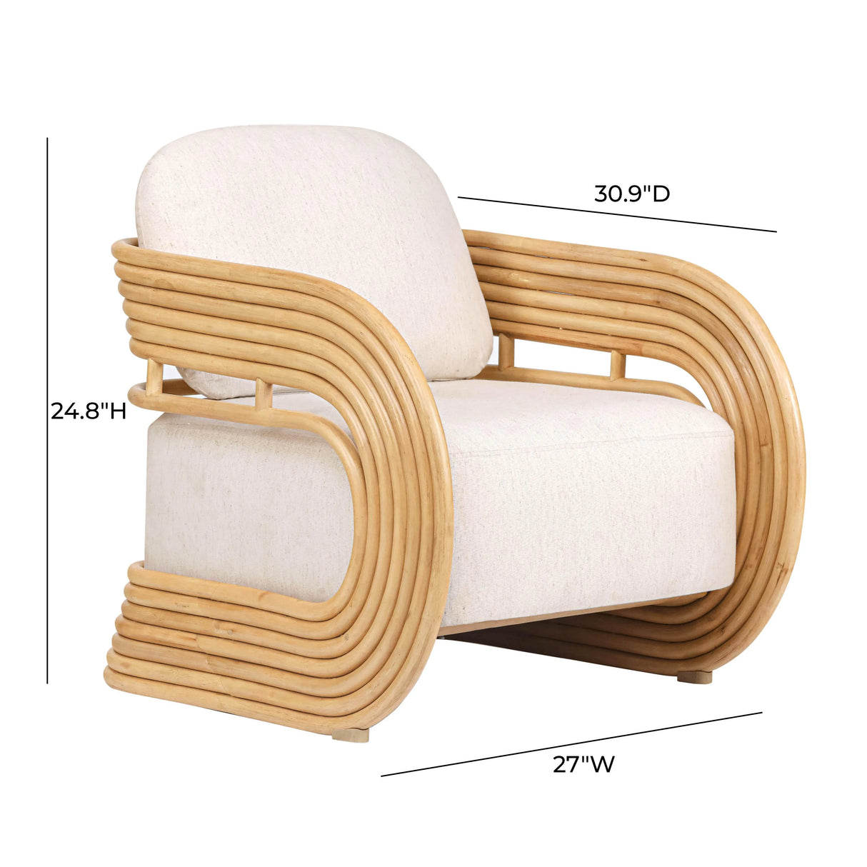 Lauretta Cream Fabric and Natural Rattan Accent Chair by TOV Furniture at Eve Furniture