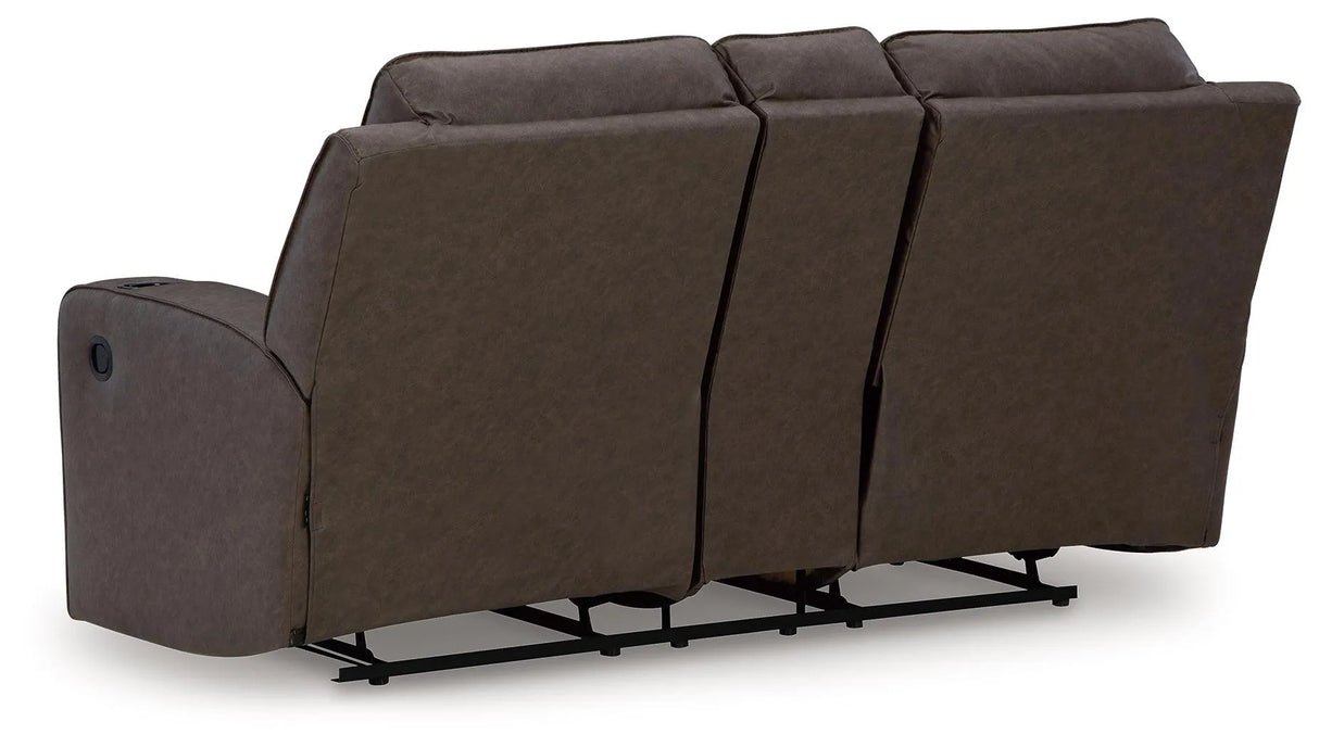 Lavenhorne Granite Manual Reclining Loveseat with Console by Ashley at Eve Furniture