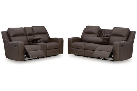 Lavenhorne Granite Manual Reclining Sofa & Loveseat by Ashley at Eve Furniture
