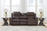 Lavenhorne Granite Manual Reclining Sofa with Drop Down Table by Ashley at Eve Furniture