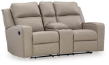 Lavenhorne Pebble Manual Reclining Loveseat with Console by Ashley at Eve Furniture