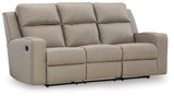 Lavenhorne Pebble Manual Reclining Sofa with Drop Down Table by Ashley at Eve Furniture