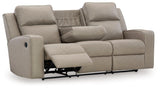 Lavenhorne Pebble Manual Reclining Sofa with Drop Down Table by Ashley at Eve Furniture