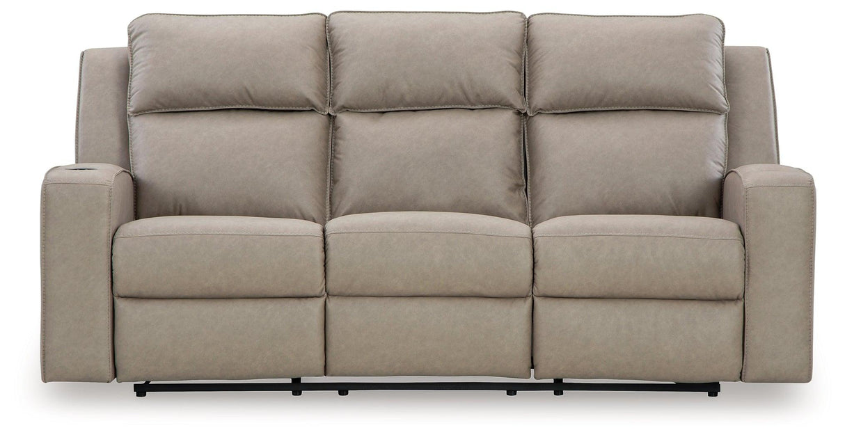 Lavenhorne Pebble Manual Reclining Sofa with Drop Down Table by Ashley at Eve Furniture