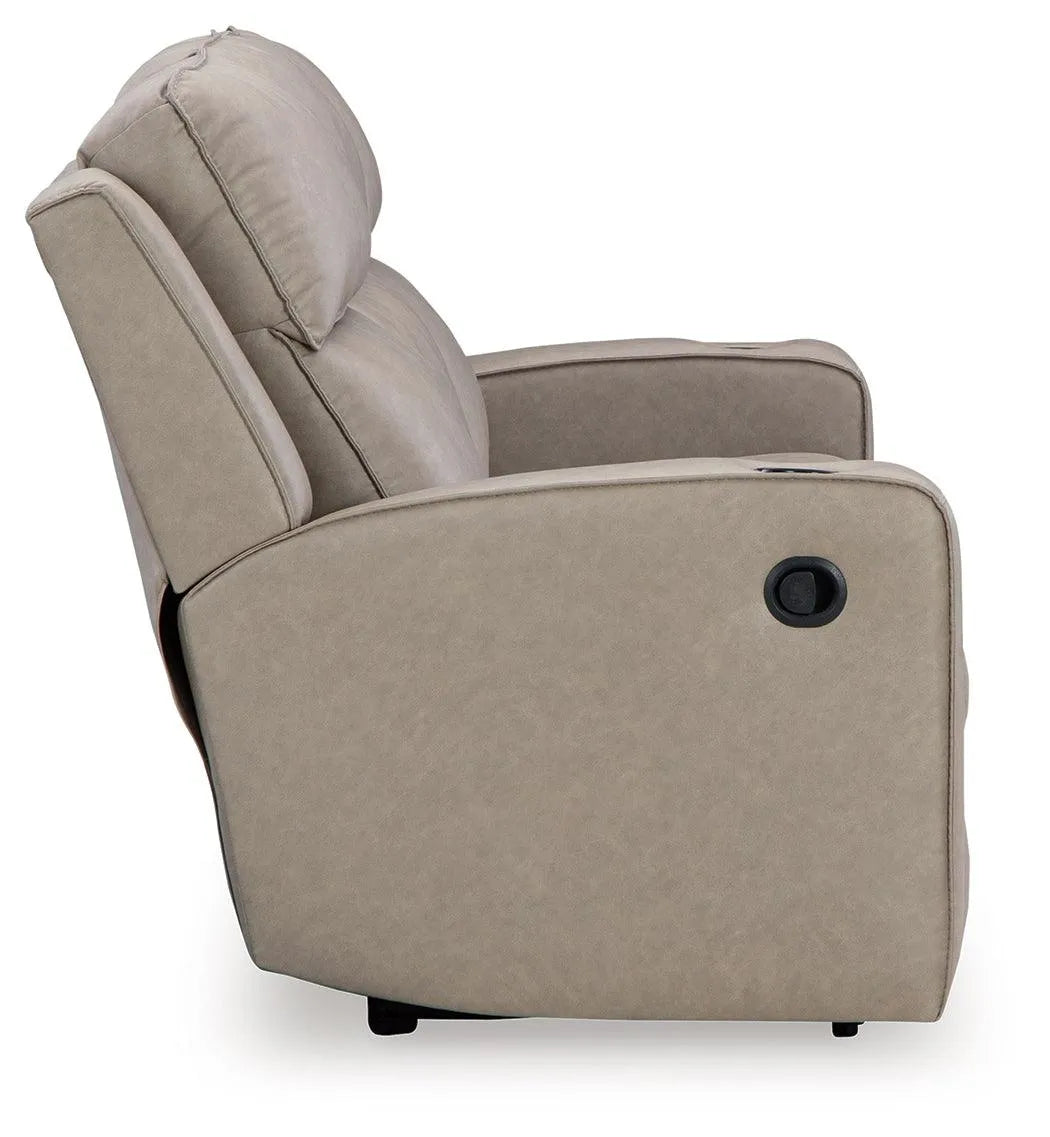 Lavenhorne Pebble Manual Reclining Sofa with Drop Down Table by Ashley at Eve Furniture