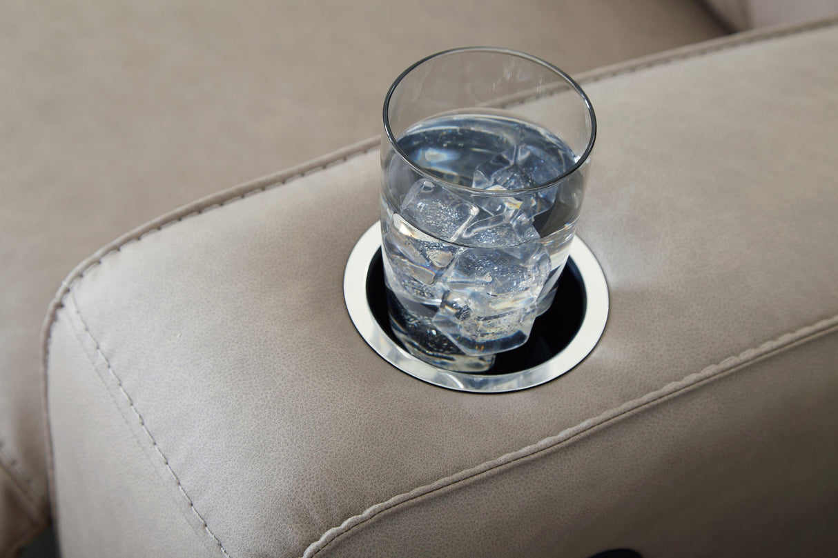 Lavenhorne Pebble Manual Reclining Sofa with Drop Down Table by Ashley at Eve Furniture