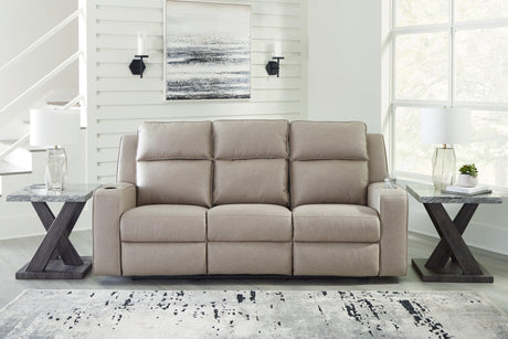 Lavenhorne Pebble Manual Reclining Sofa with Drop Down Table by Ashley at Eve Furniture