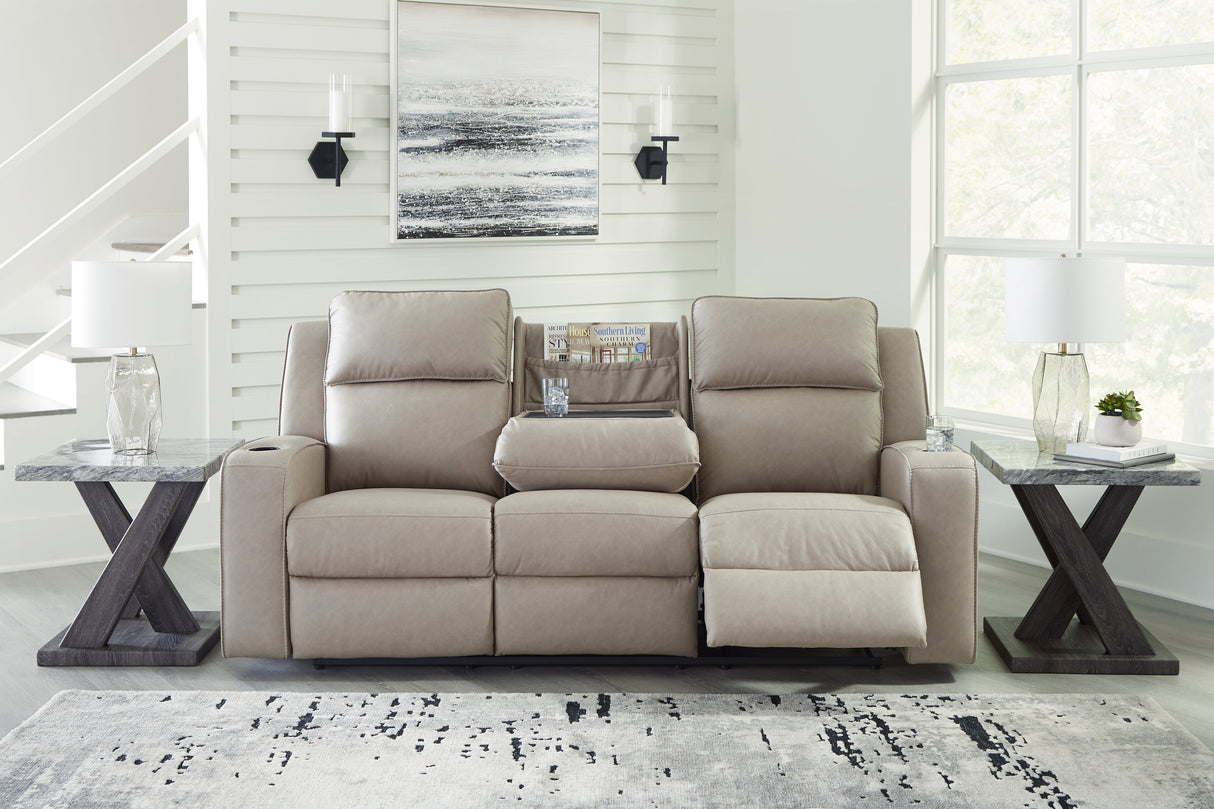 Lavenhorne Pebble Reclining Sofa with Drop Down Table