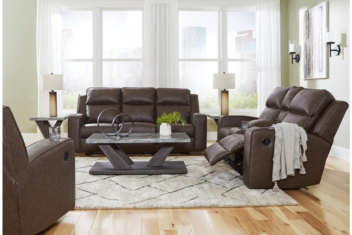 Lavenhorne Umber Reclining Sofa, Loveseat and Recliner by Ashley at Eve Furniture