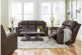 Lavenhorne Umber Reclining Sofa, Loveseat and Recliner by Ashley at Eve Furniture