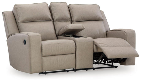 Lavenhorne Pebble Manual Reclining Loveseat with Console by Ashley at Eve Furniture