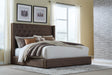 Lavernty Coffee King Upholstered Storage Bed by Ashley at Eve Furniture