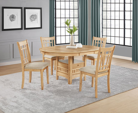 Lavon Light Oak 5-piece Oval Extension Leaf Dining Set by Coaster at Eve Furniture