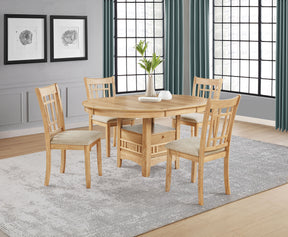 Lavon Light Oak 5-piece Oval Extension Leaf Dining Set by Coaster at Eve Furniture