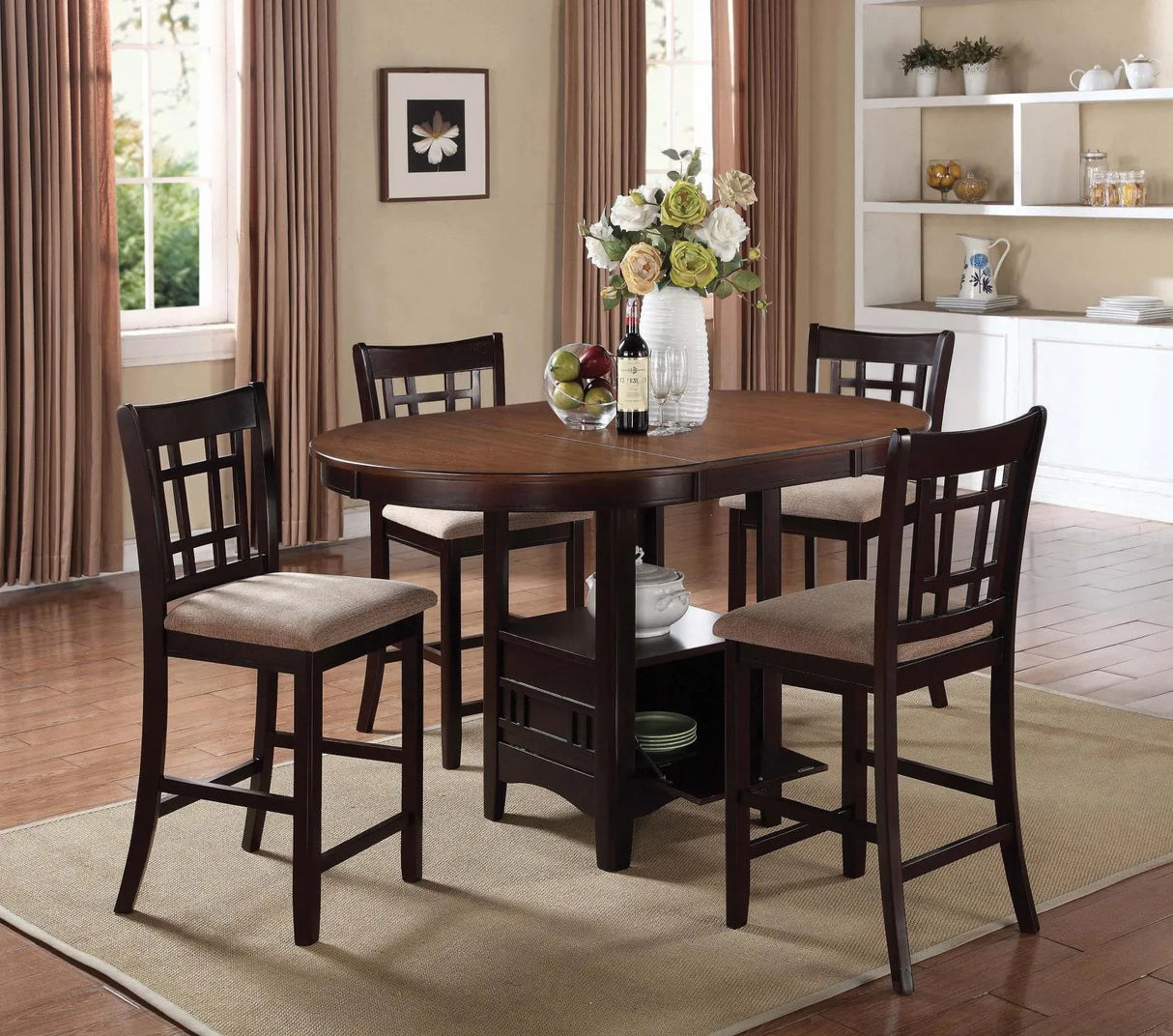 Lavon Tan/Espresso Lattice Back Counter Stools, Set of 2 by Coaster at Eve Furniture