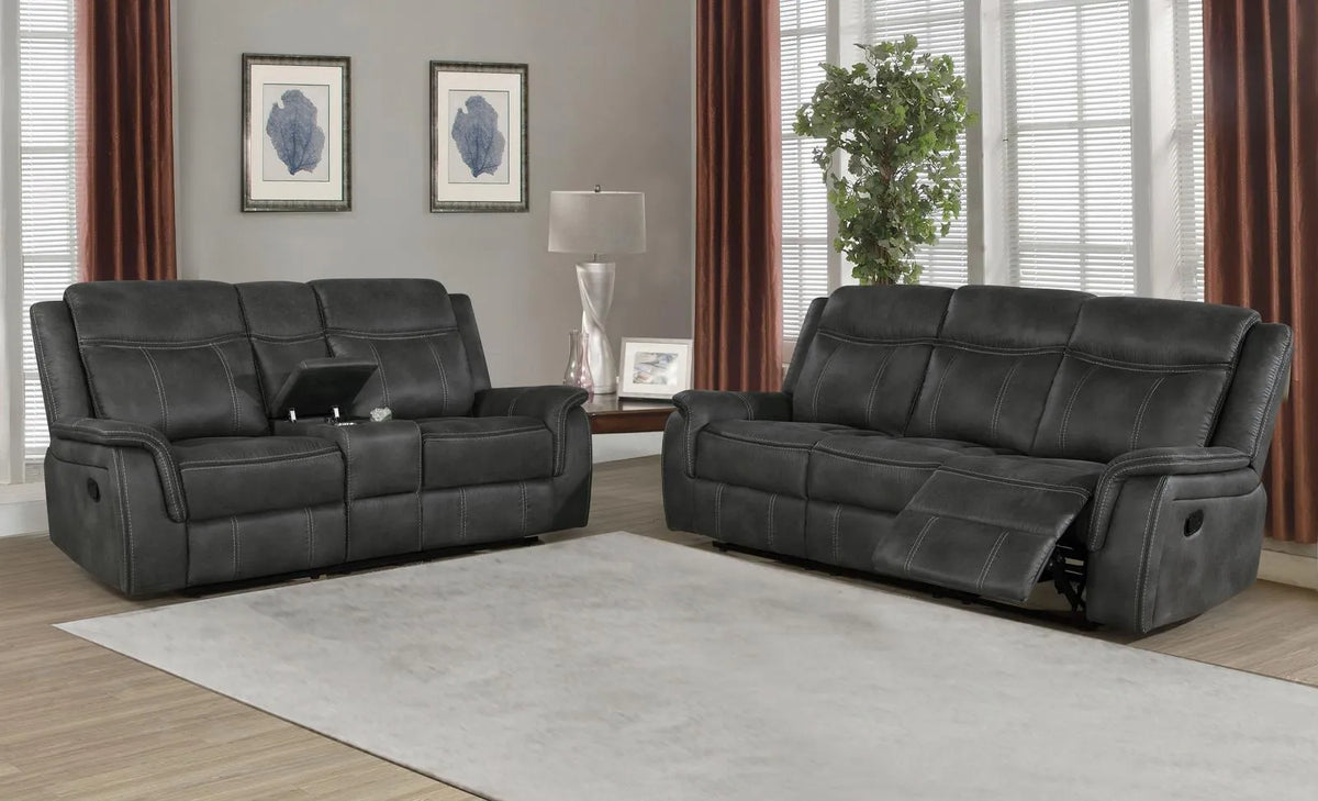 Lawrence Charcoal 2-Piece Upholstered Tufted Living Room Set by Coaster at Eve Furniture