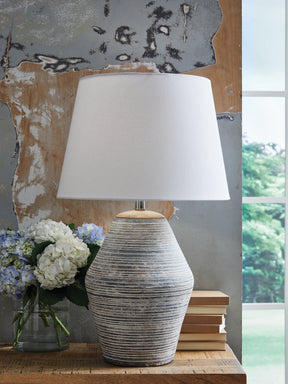 Lawrock Antique Blue Table Lamp by ASHLEY FURNITURE at Eve Furniture