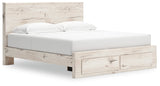 Lawroy Light Natural King Storage Platform Bed by Ashley at Eve Furniture