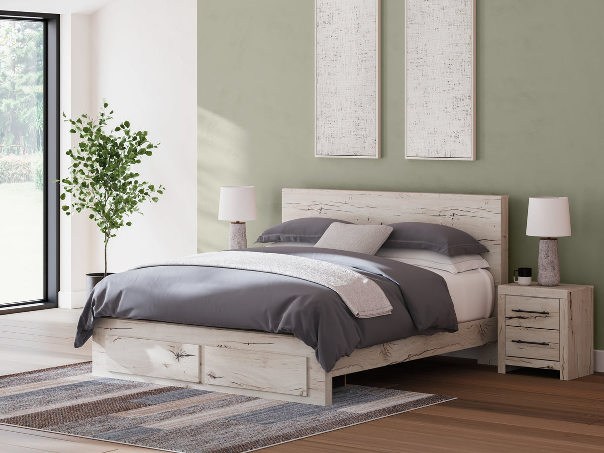 Lawroy Light Natural King Storage Platform Bed by Ashley at Eve Furniture