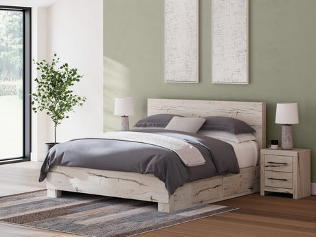 Lawroy Light Natural King Storage Platform Bed with 4 Drawers by Ashley at Eve Furniture