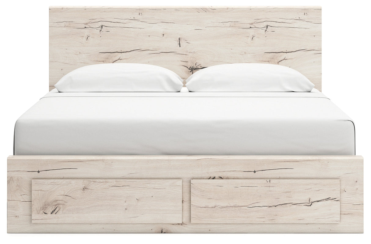 Lawroy Light Natural King Storage Platform Bed with 6 Drawers by Ashley at Eve Furniture