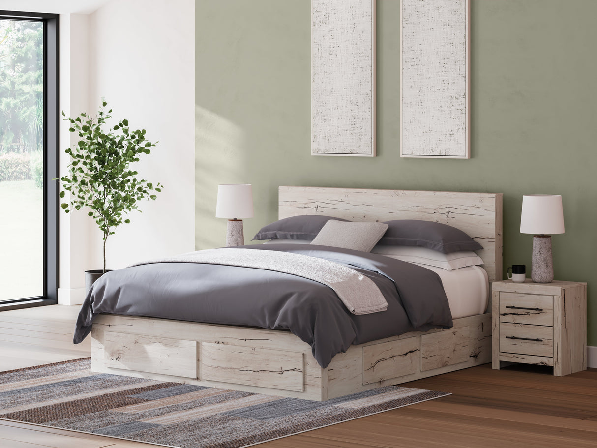 Lawroy Light Natural King Storage Platform Bed with 6 Drawers by Ashley at Eve Furniture