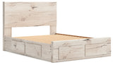 Lawroy Light Natural Queen Storage Platform Bed with 6 Drawers by Ashley at Eve Furniture