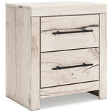 Lawroy Light Natural Storage Panel Bedroom Set with 2 Footboard Drawers by Ashley at Eve Furniture