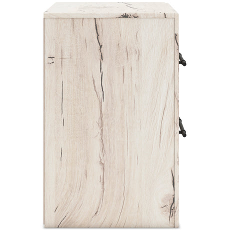 Lawroy Light Natural Storage Panel Bedroom Set with 2 Footboard Drawers by Ashley at Eve Furniture
