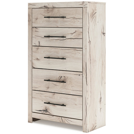 Lawroy Light Natural Storage Panel Bedroom Set with 2 Footboard Drawers by Ashley at Eve Furniture